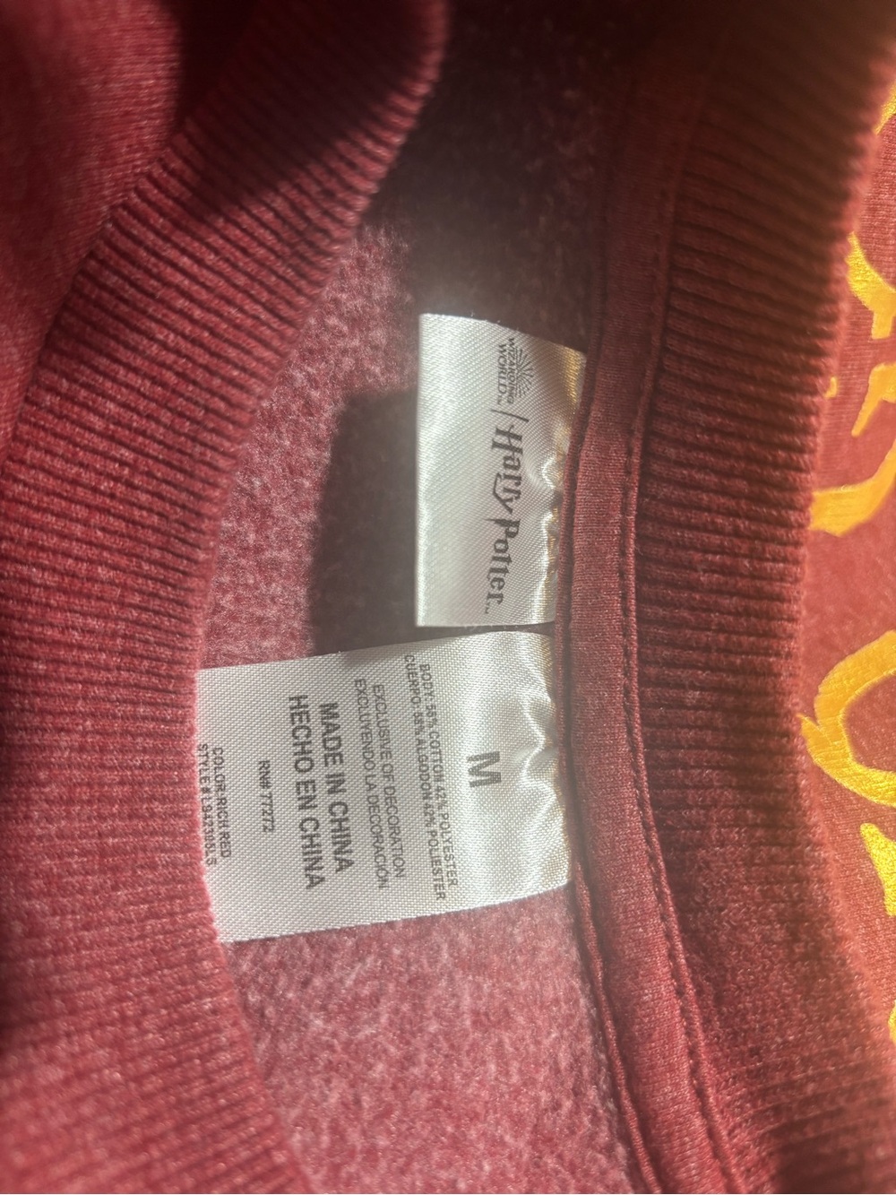 Hogwarts Maroon Crewneck Sweatshirt with Gold Crest-Harry Potter - Picture 4 of 4
